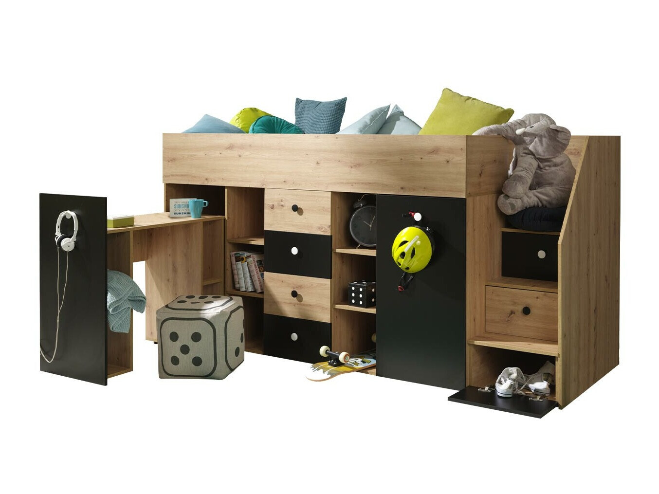 Kõrge voodi Hartford 361 (Artisan tamm + Must)