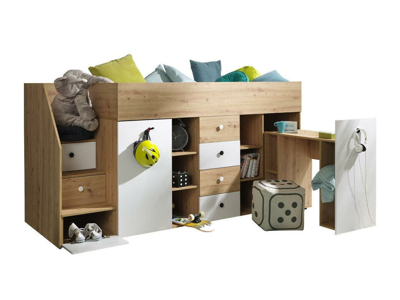 Kõrge voodi Hartford 361 (Artisan tamm + Valge)