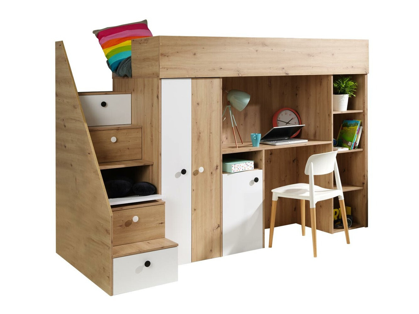 Kõrge voodi Hartford 362 (Artisan tamm + Valge)