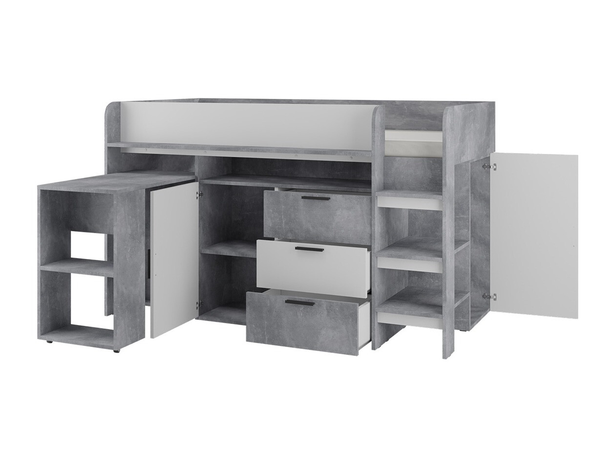 Kõrge voodi Hartford 363 (Betoon + Valge)