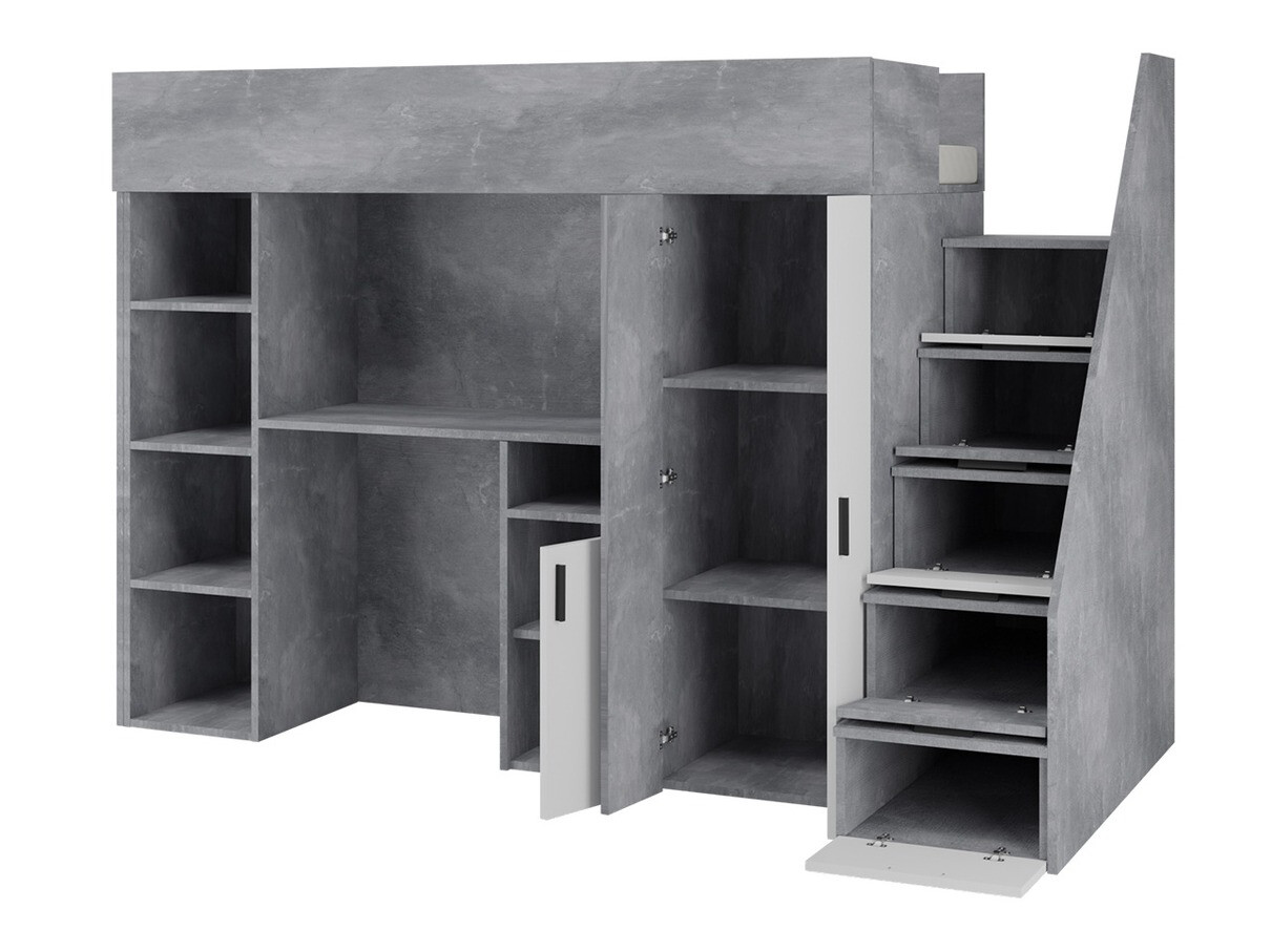 Kõrge voodi Hartford 365 (Betoon + Must)