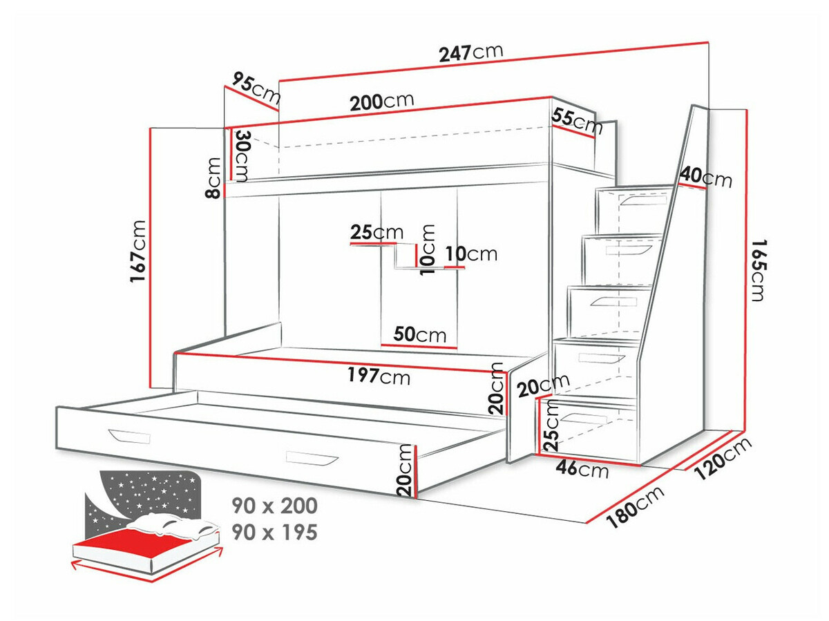 Narivoodi Hartford 356 (Valge + Läikiv valge + Hall)