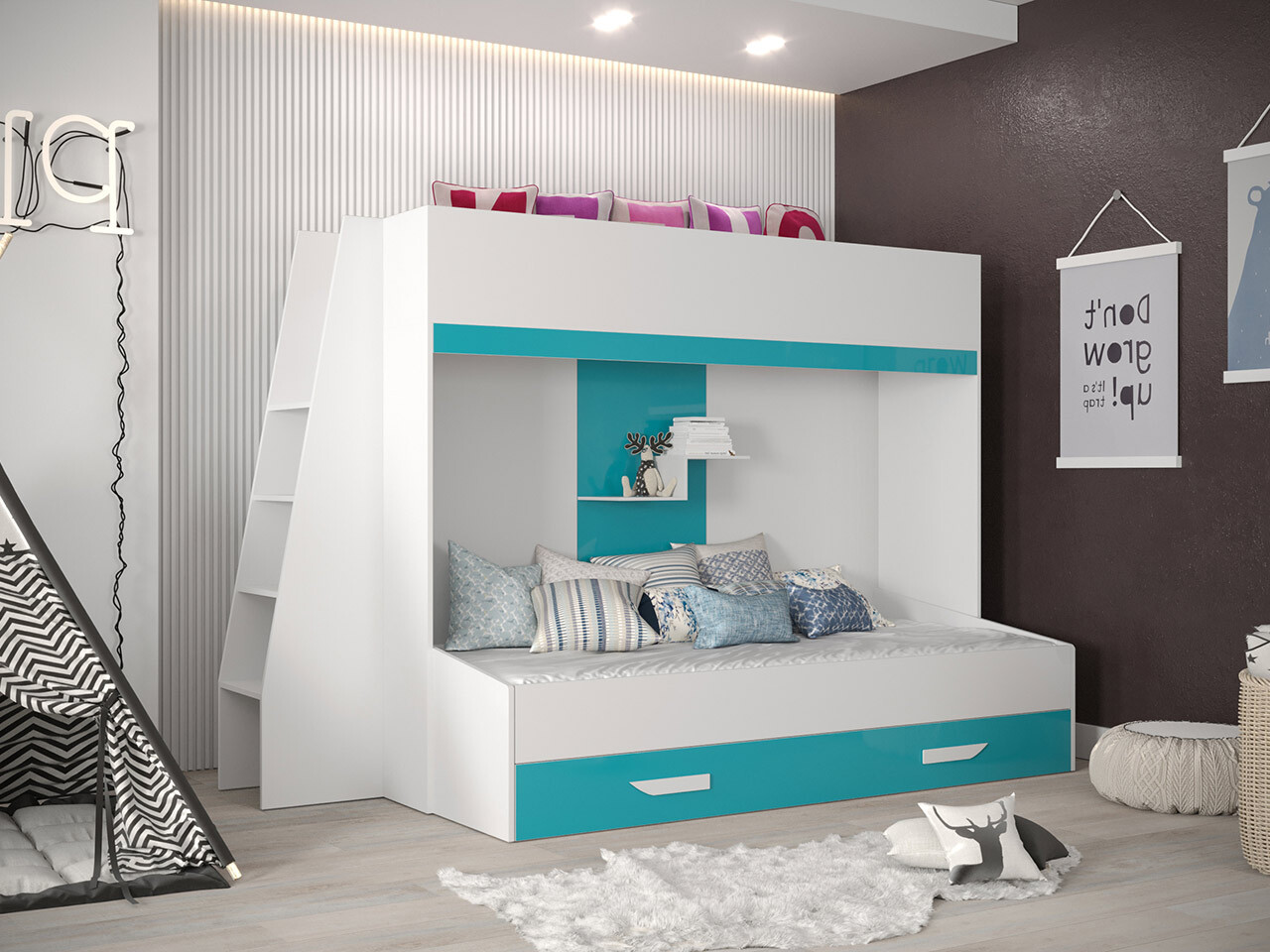 Narivoodi Hartford 357 (Valge + Läige Türkiis + Läikiv valge)