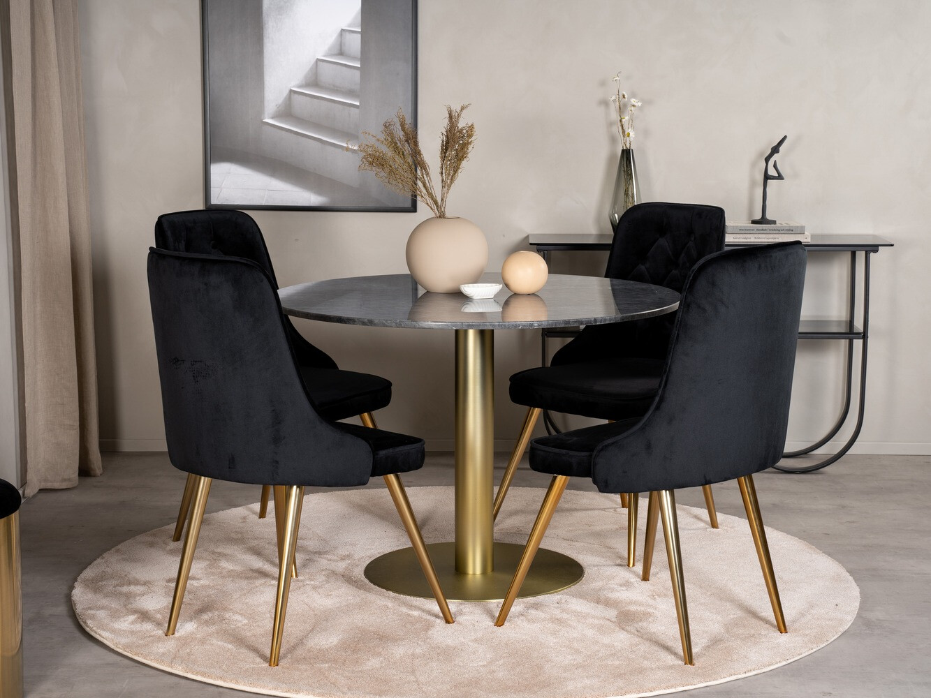 Söögitoakomplekt Dallas 370 (Must + Kuldne)