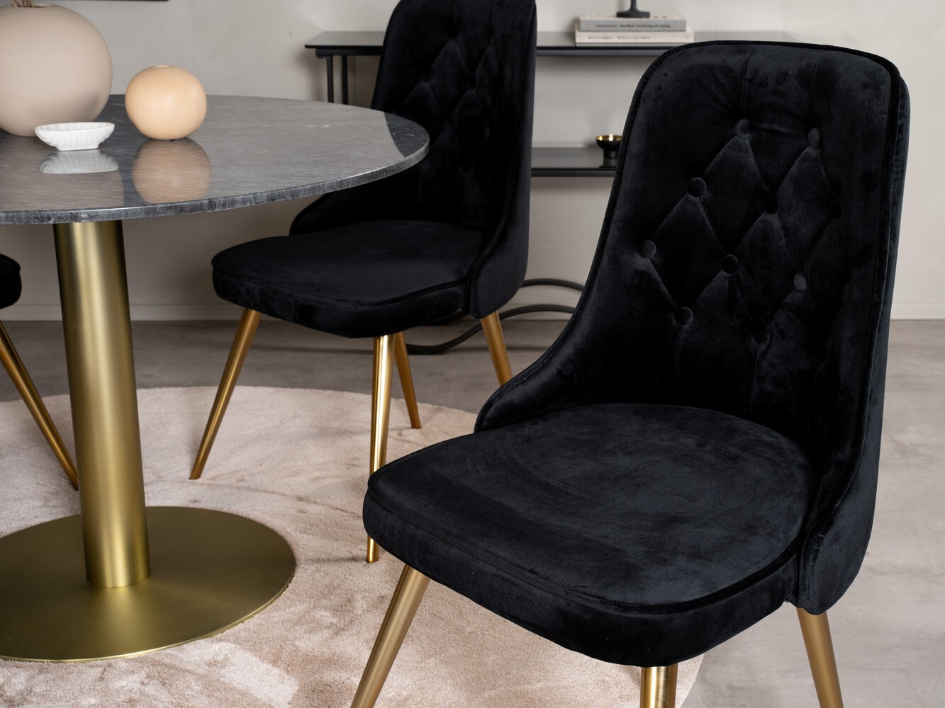 Söögitoakomplekt Dallas 370 (Must + Kuldne)