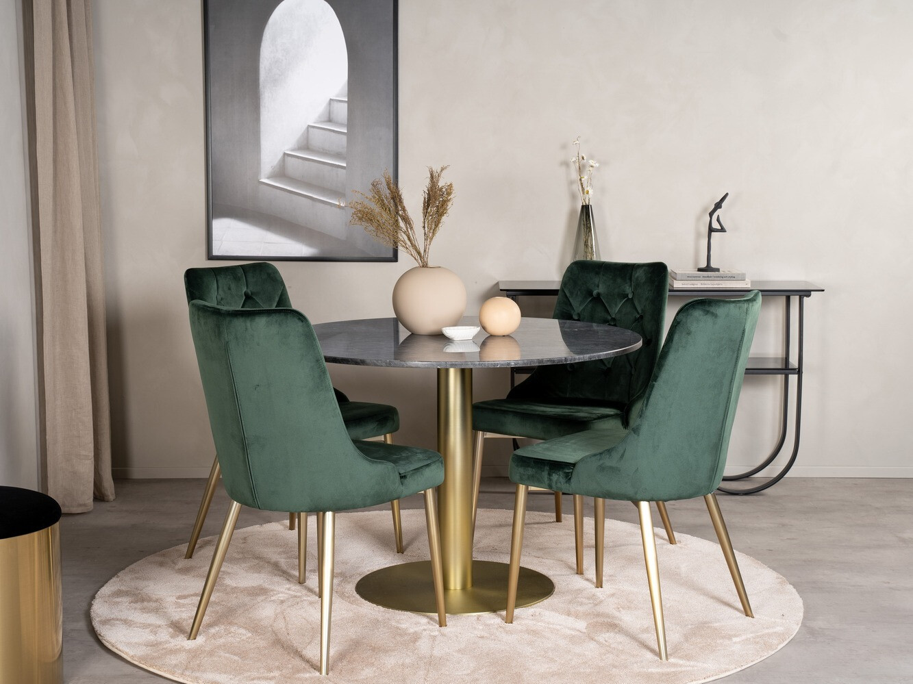 Söögitoakomplekt Dallas 370 (Roheline + Kuldne)