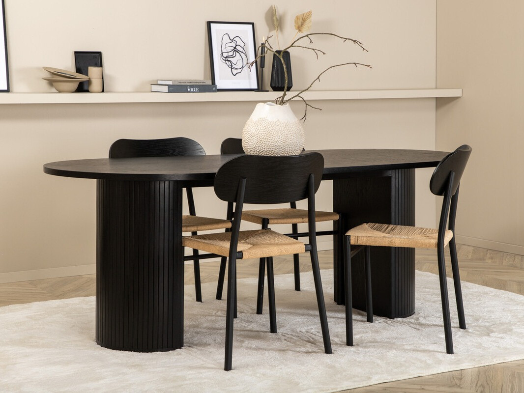 Söögitoakomplekt Dallas 3314 (Must + Helepruun)