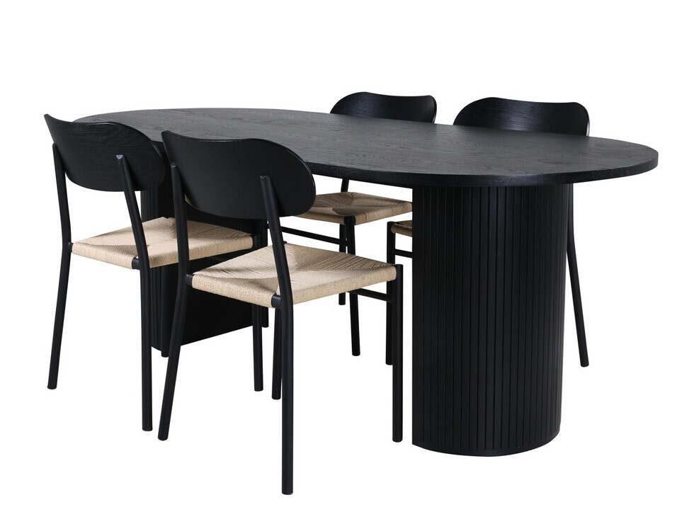 Söögitoakomplekt Dallas 3314 (Must + Helepruun)