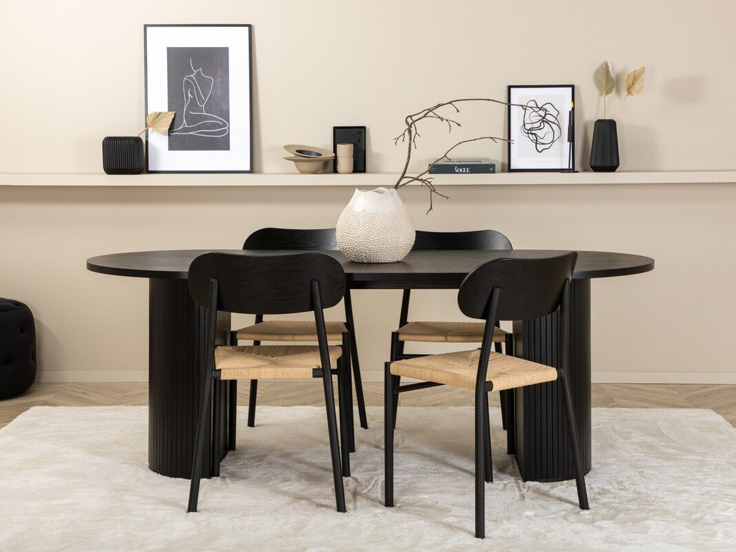 Söögitoakomplekt Dallas 3314 (Must + Helepruun)