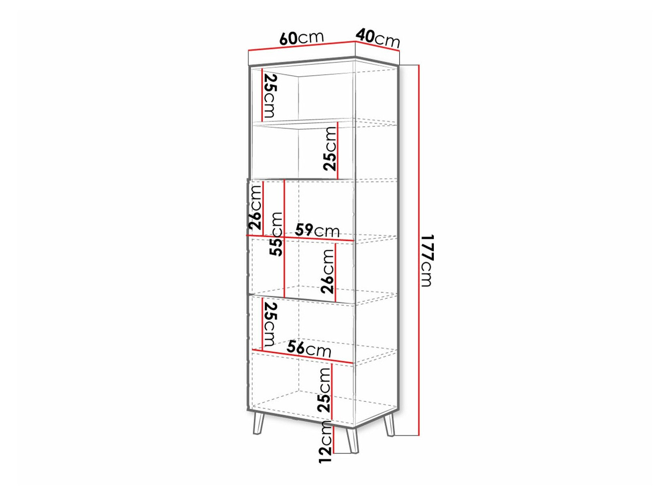 Riiul Charlotte 178 (Valge + Läikiv valge)