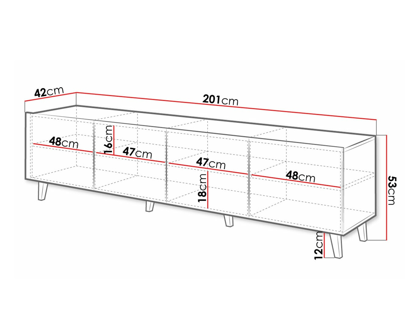 TV-alus Charlotte 181 (Valge + Must)
