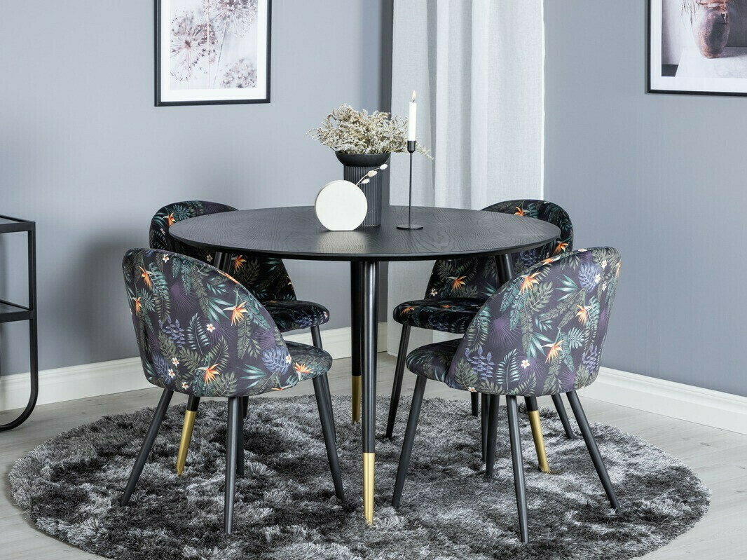 Söögitoakomplekt Dallas 1191 (Lilleline muster + Must)