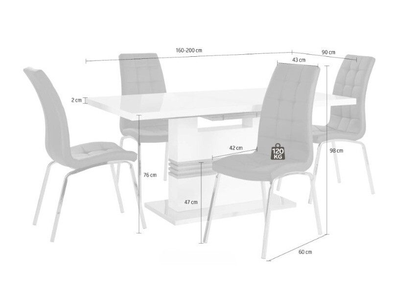 Söögitoakomplekt Denton 1111 (Must)