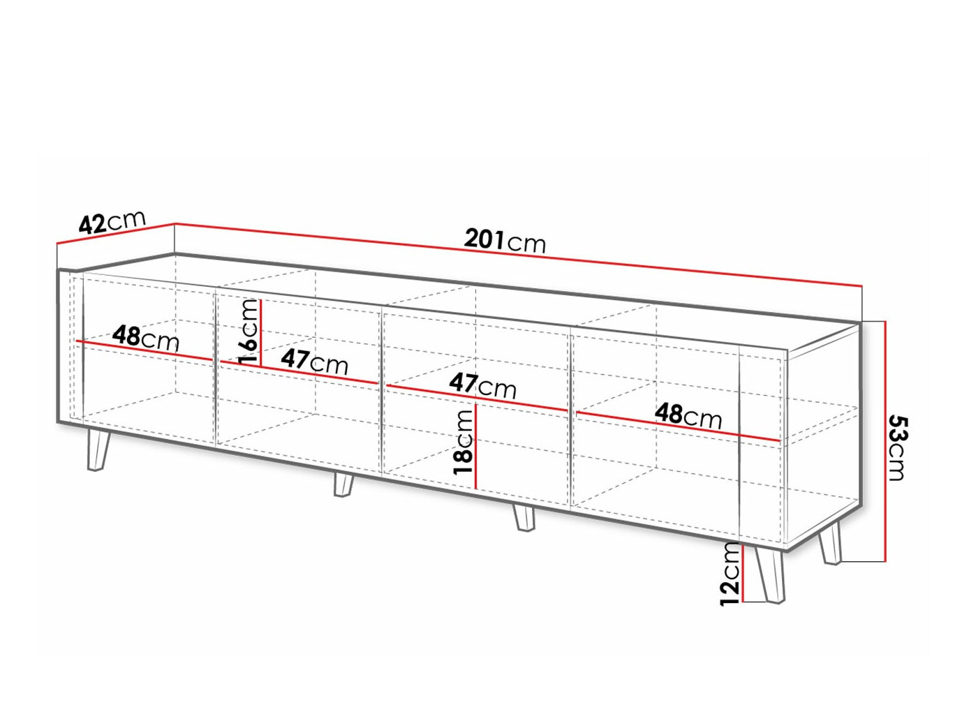 TV-alus Charlotte 184 (Valge + Craft tamm)