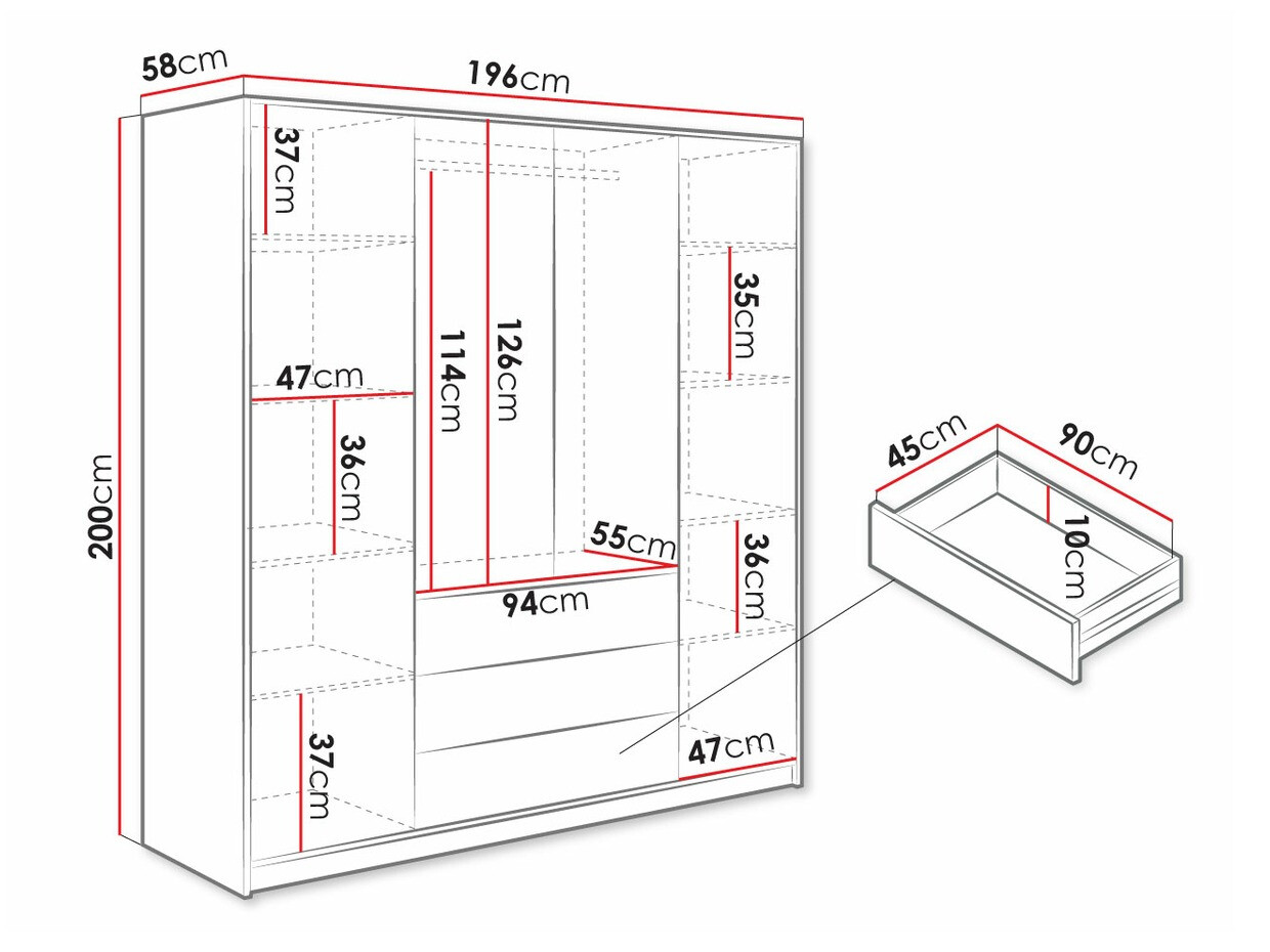 Riidekapp Honolulu 252 (Must + Kuldne)