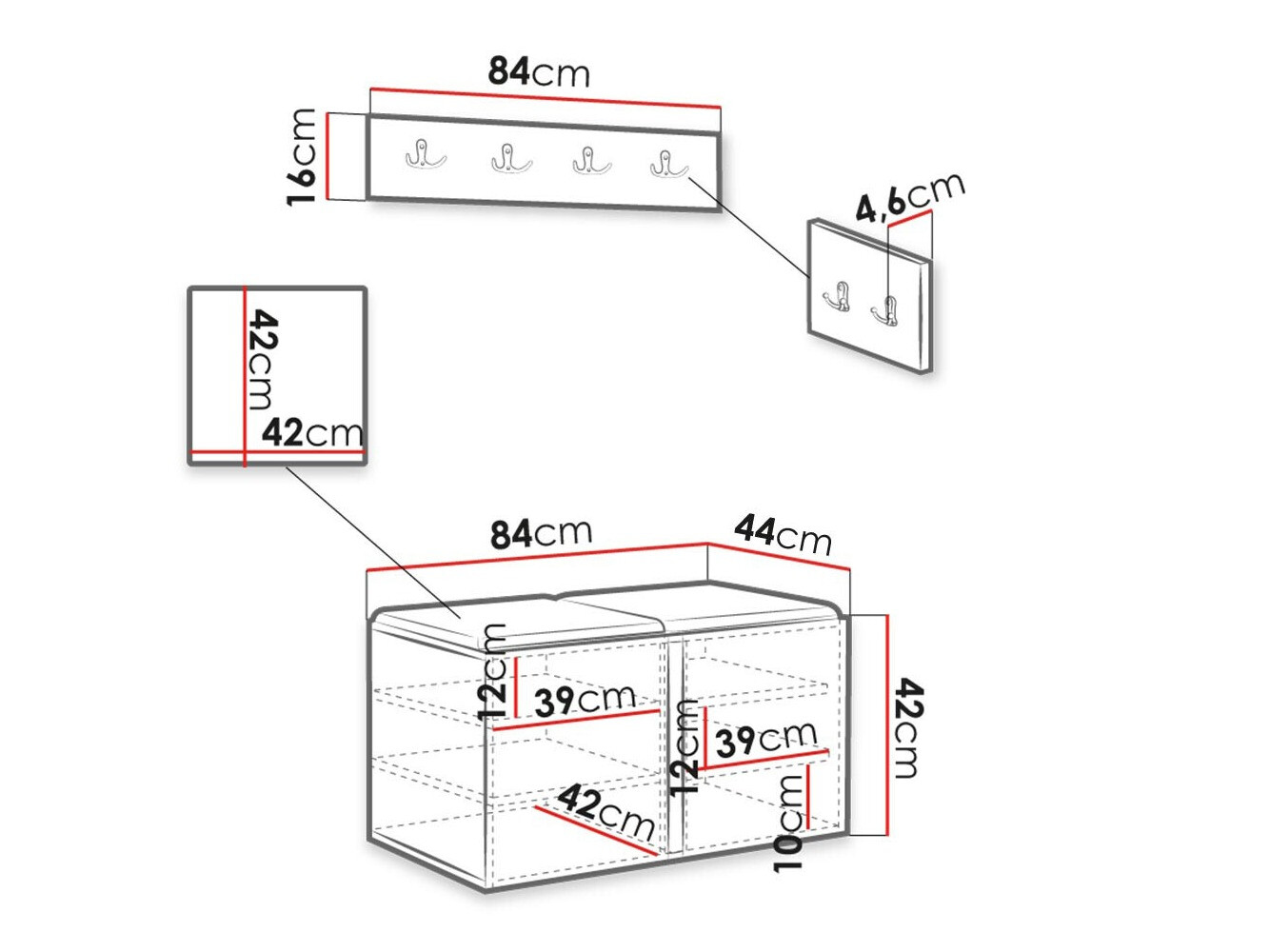 Esikukomplekt Hartford 376 (Must)