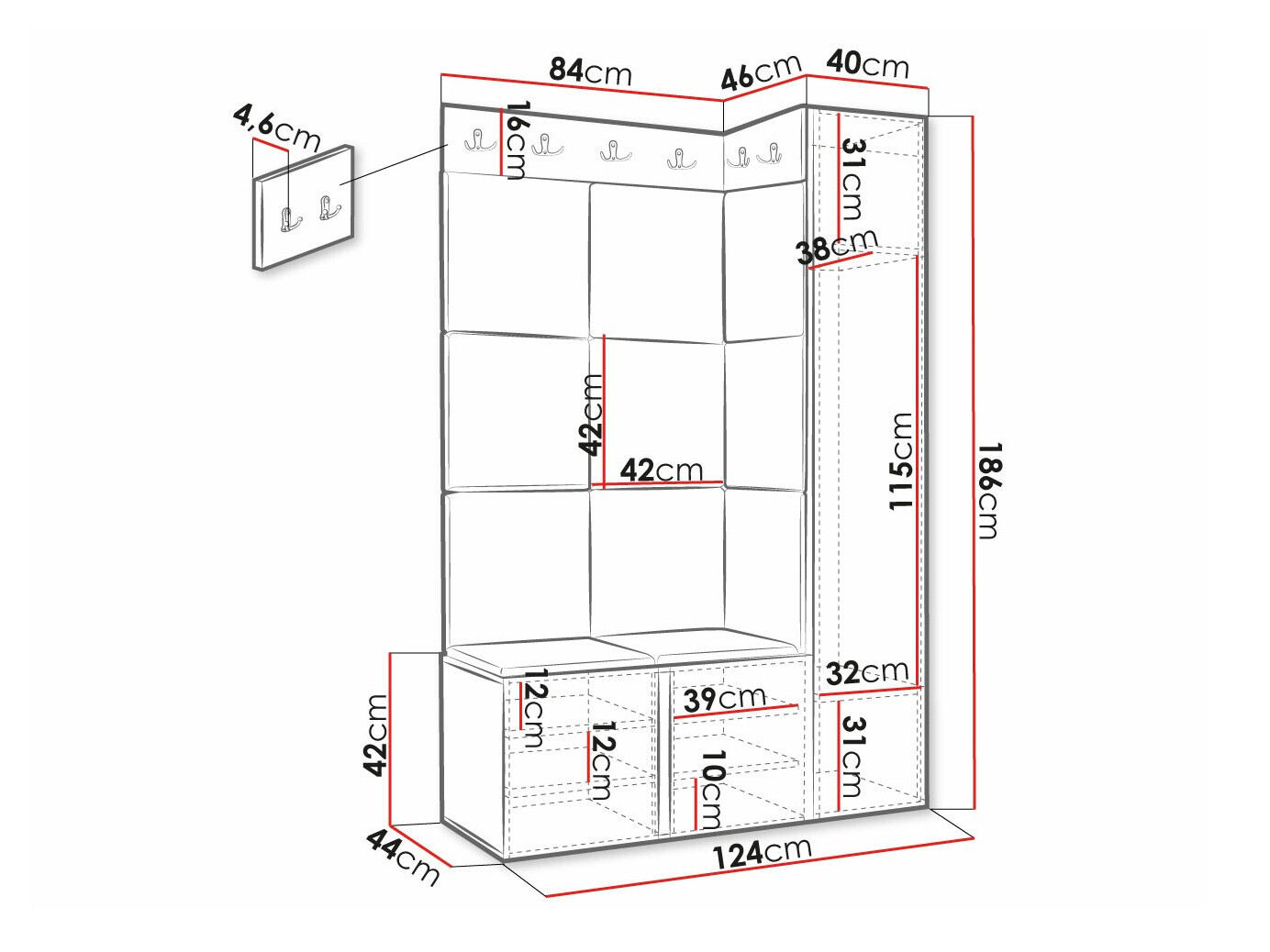 Esikukomplekt Hartford 377 (Must)