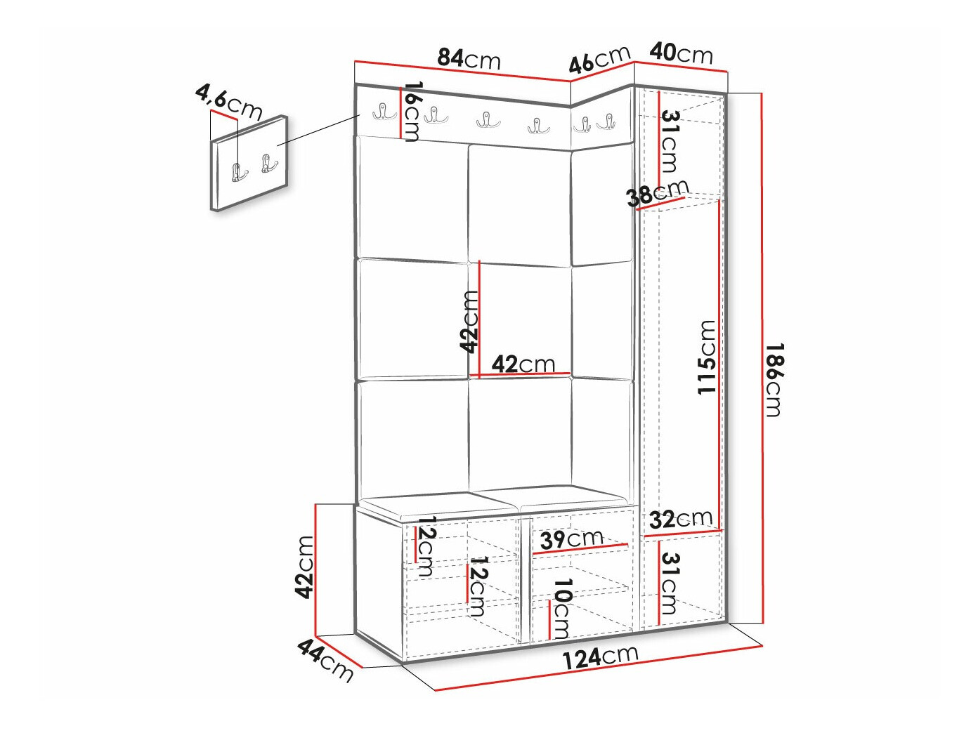 Esikukomplekt Hartford 377 (Must)