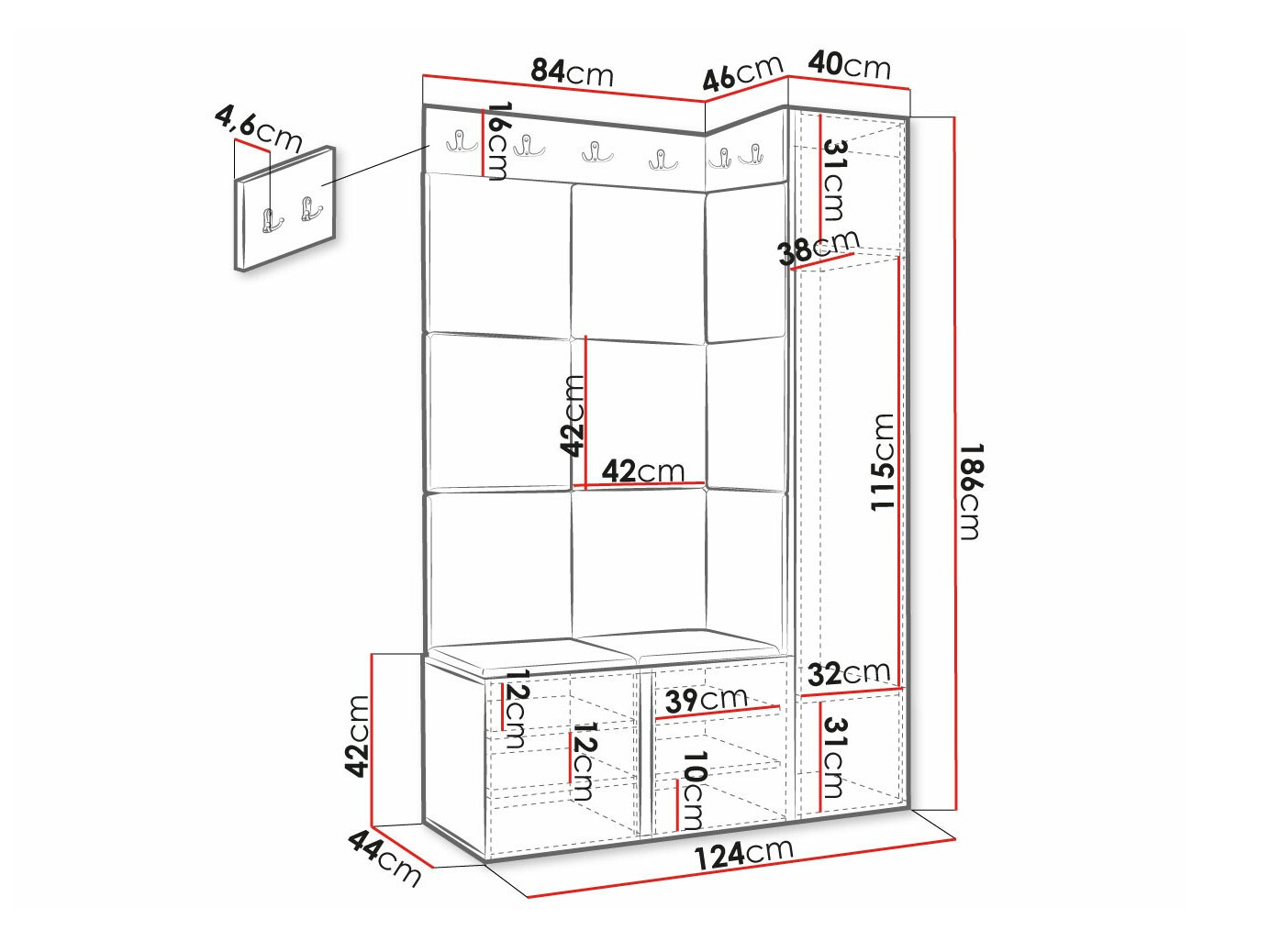 Esikukomplekt Hartford 377 (Valge)
