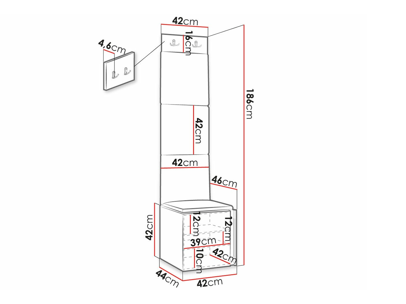 Esikukomplekt Hartford 378 (Must)