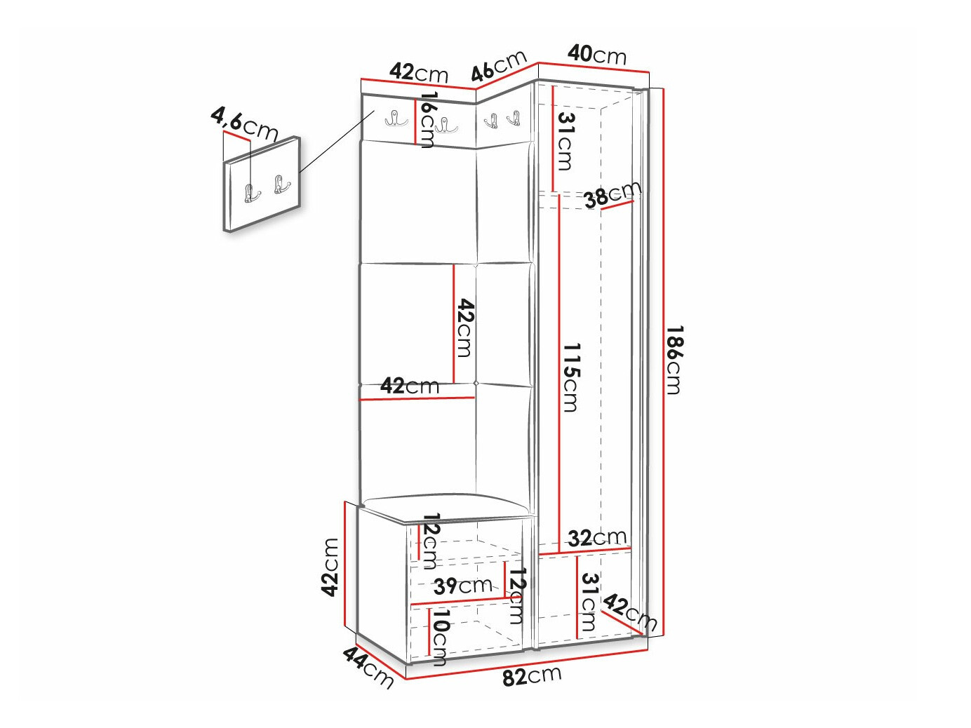 Esikukomplekt Hartford 381 (Valge)
