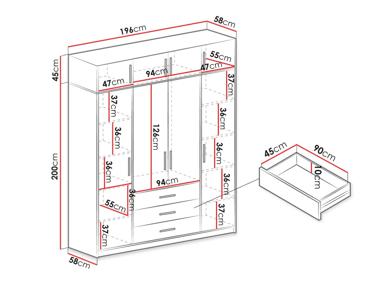 Riidekapp Dortivu I (Grafiit)