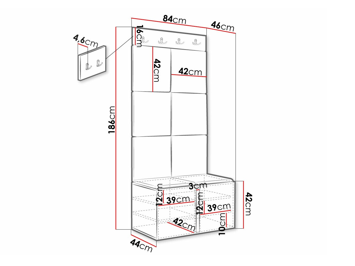 Esikukomplekt Hartford 383 (Must)