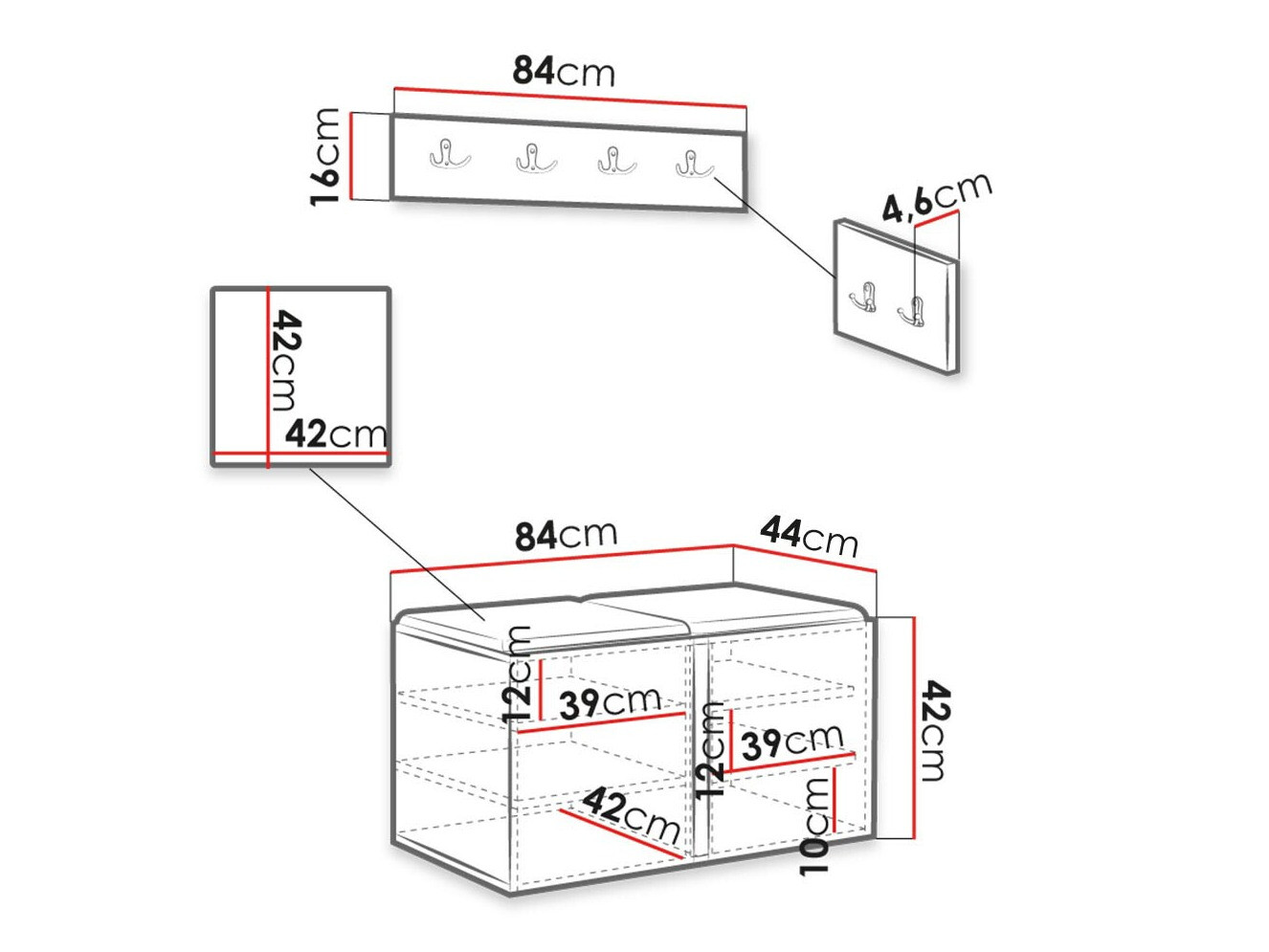 Esikukomplekt Hartford 384 (Must)