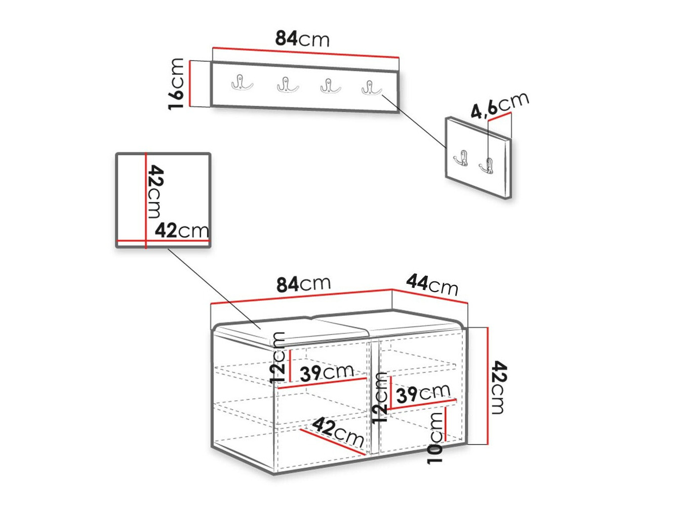 Esikukomplekt Hartford 384 (Valge)