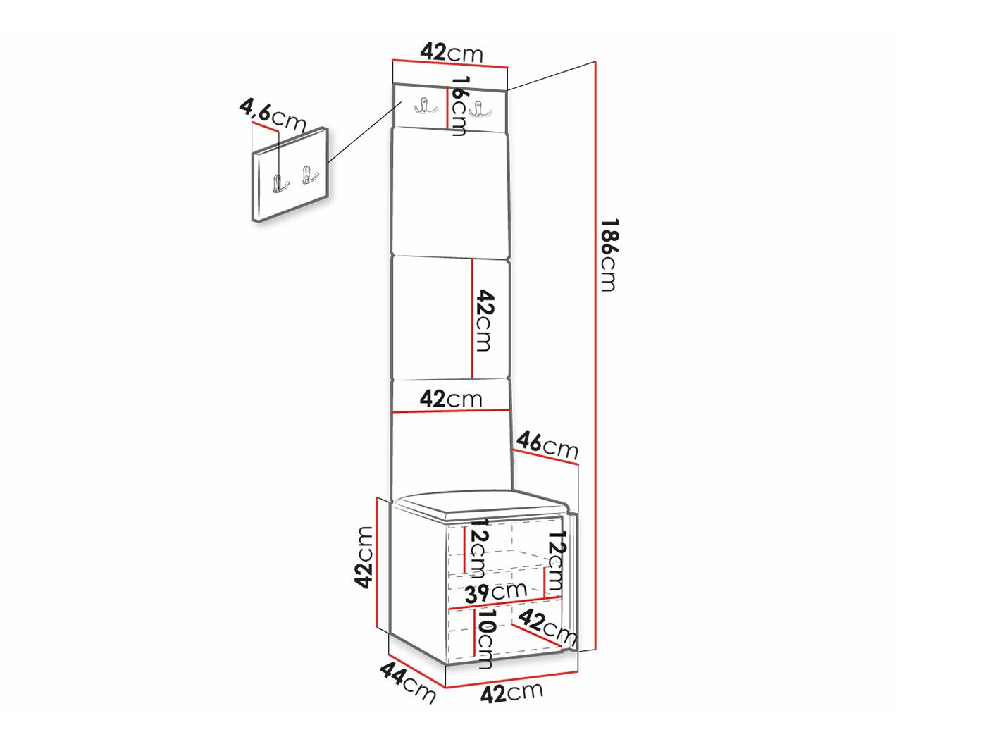 Esikukomplekt Hartford 386 (Must)