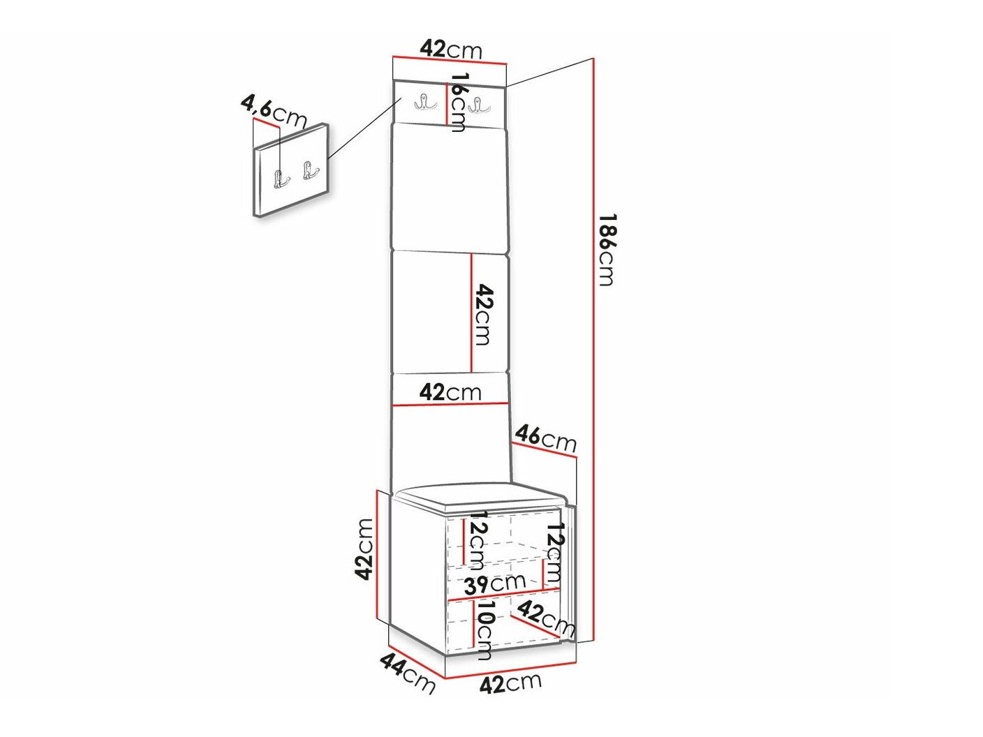 Esikukomplekt Hartford 386 (Valge)