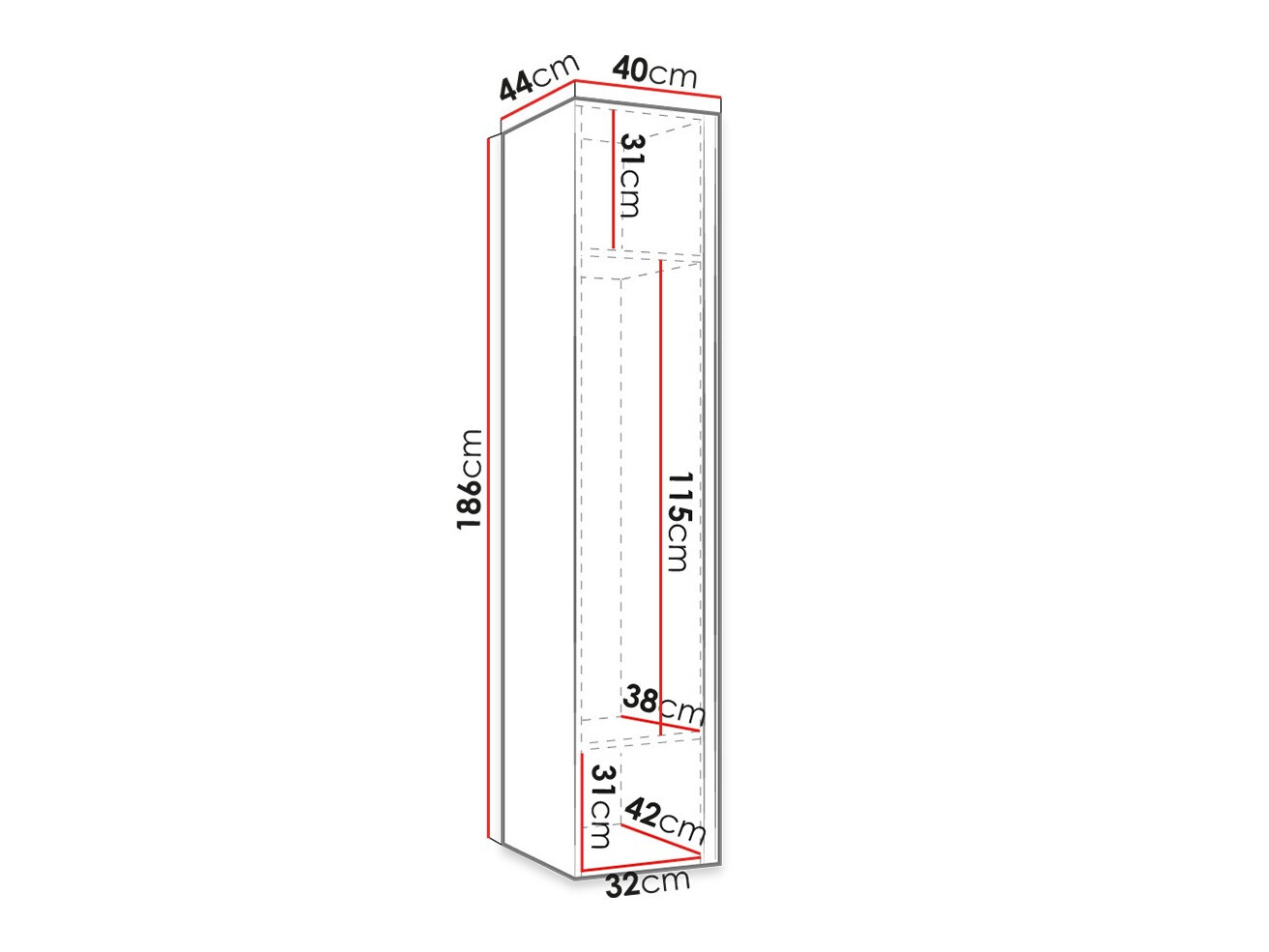 Riidekapp Hartford 392 (Valge)