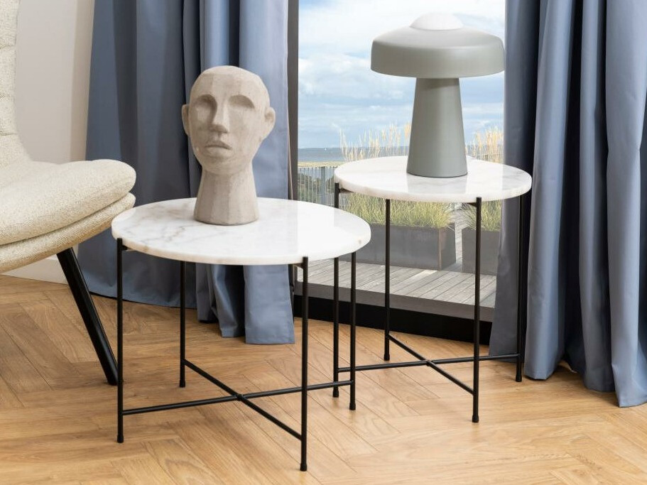 Külglaud Norsica 608 (Valge marmor + Must)