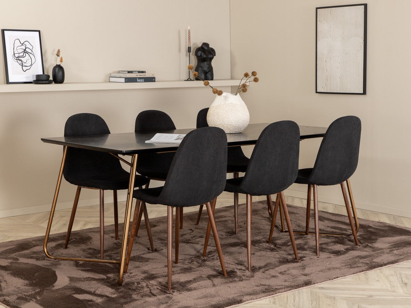 Söögitoakomplekt Dallas 2713 (Must + Pähkel)