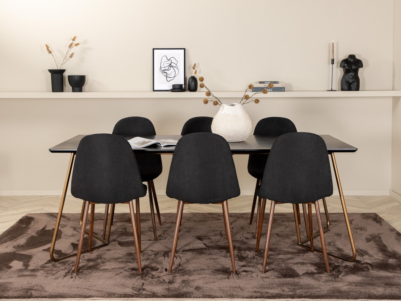 Söögitoakomplekt Dallas 2713 (Must + Pähkel)