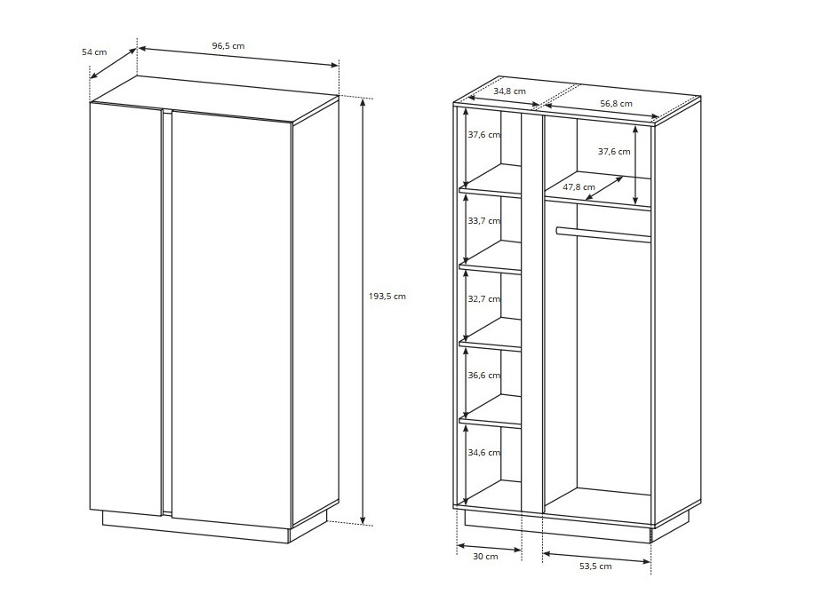 Riidekapp Novbela 100 (Valge + Läikiv valge + Grandson tamm)