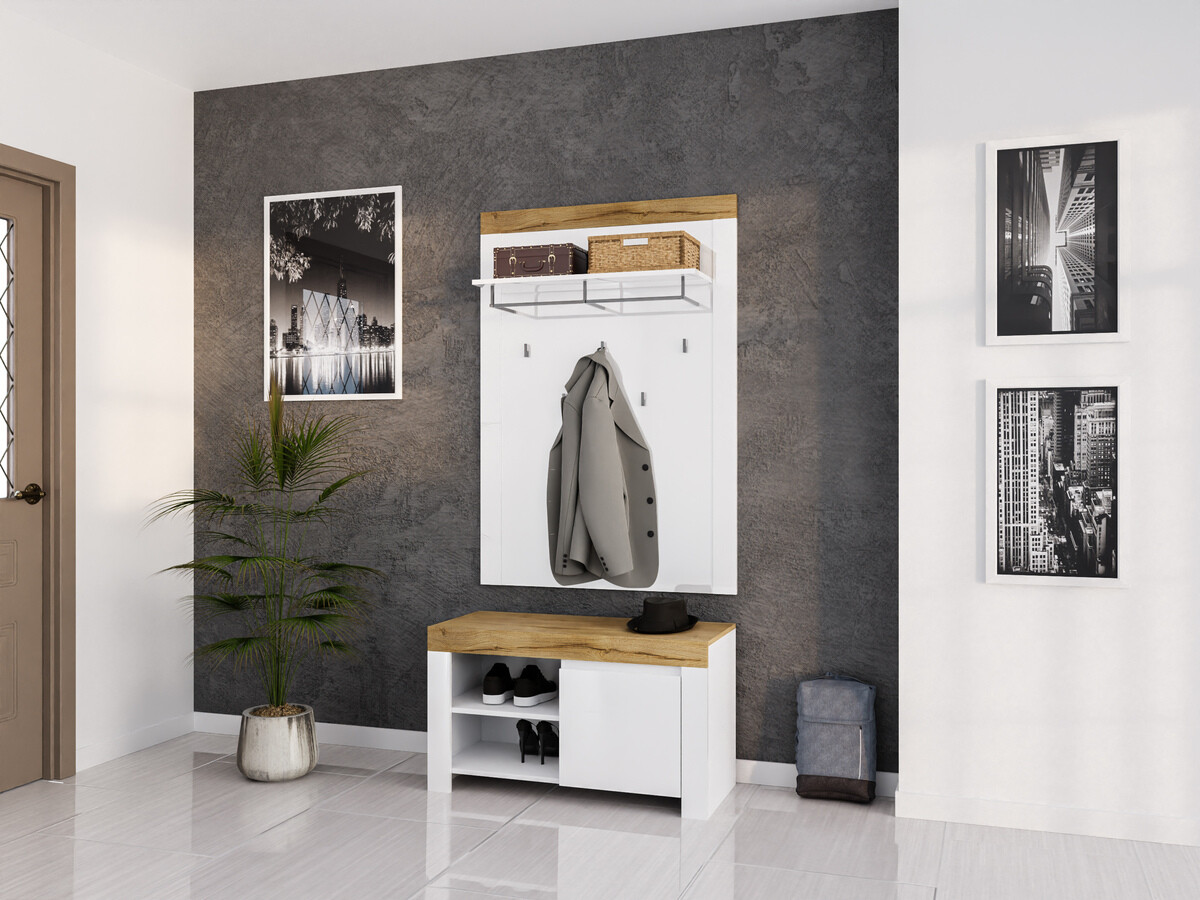 Esikukomplekt Sonsoru 140 (Valge + Läikiv valge + Wotani tamm)