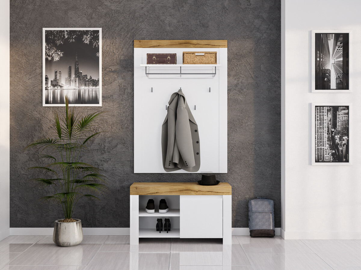 Esikukomplekt Sonsoru 140 (Valge + Läikiv valge + Wotani tamm)