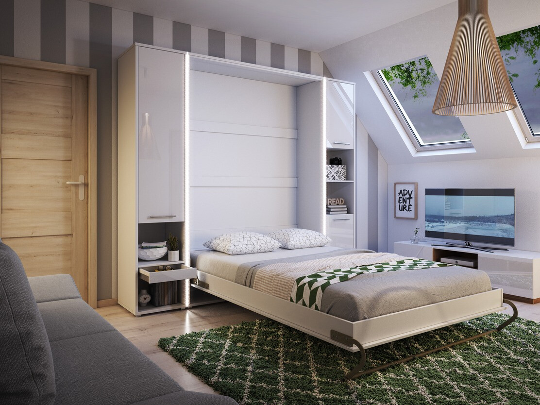 Mööblikomplekt Concept Pro Lenart Levfere 144 (Läikiv valge + Valge)