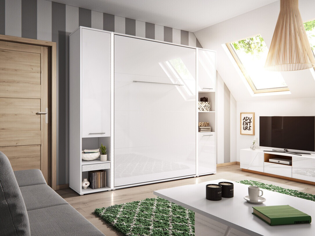 Mööblikomplekt Concept Pro Lenart Levfere 144 (Läikiv valge + Valge)