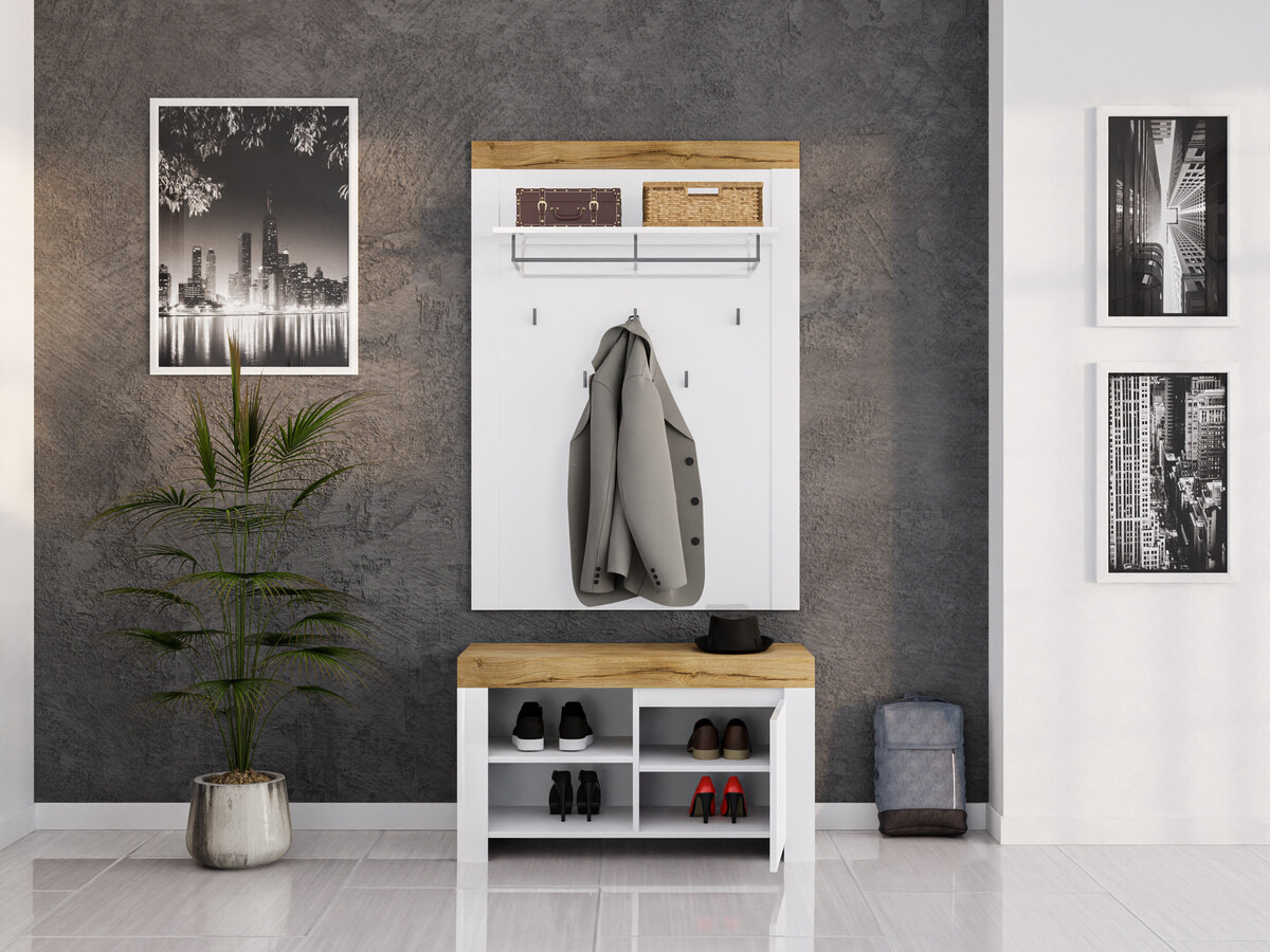 Esikukomplekt Sonsoru 140 (Valge + Läikiv valge + Wotani tamm)