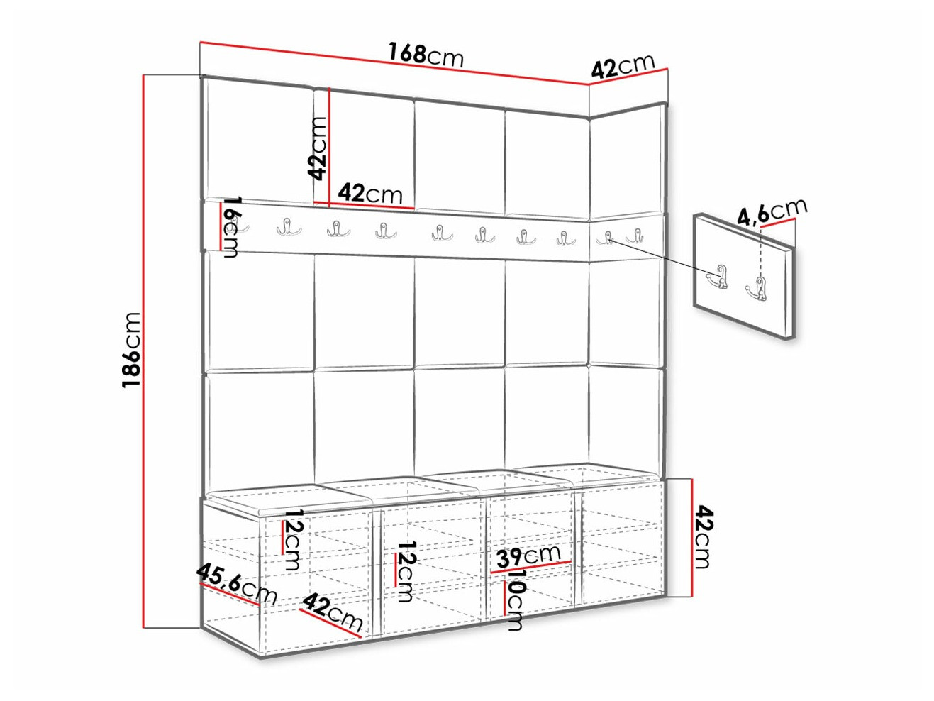 Esikukomplekt Hartford 265 (Valge)