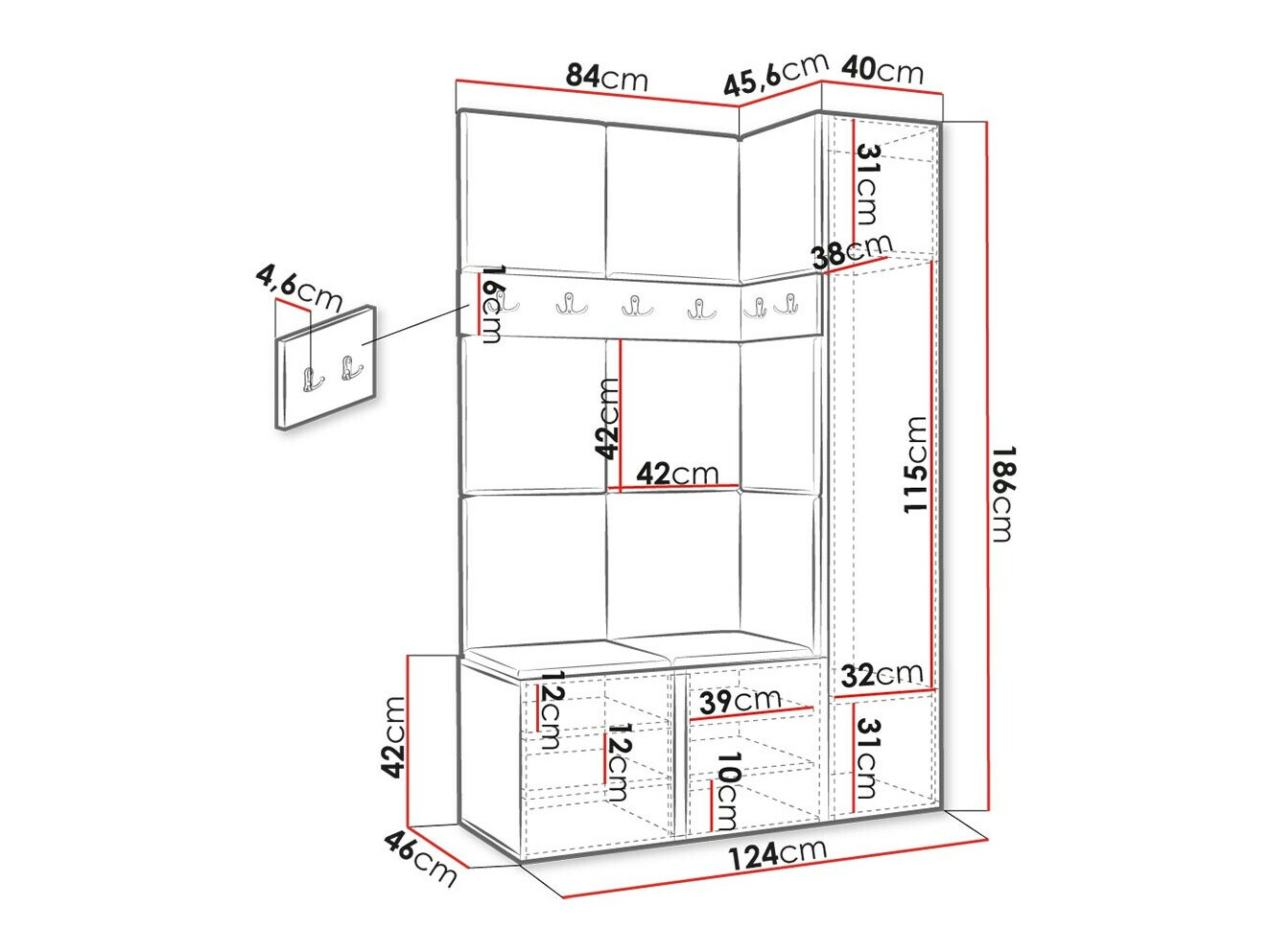 Esikukomplekt Hartford 471 (Valge)