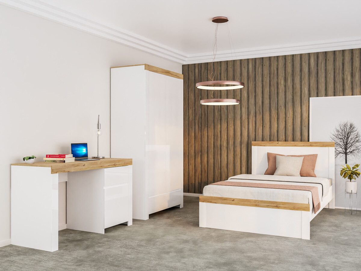 Voodi Sonsoru 115 (Valge + Läikiv valge + Wotani tamm)