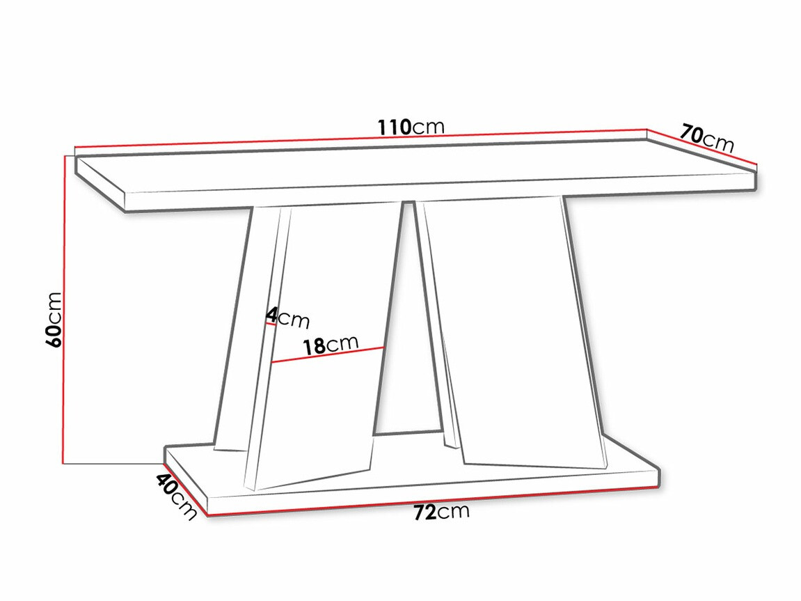 Diivanilaud Goodyear 108 (Läikiv valge + Betoon)