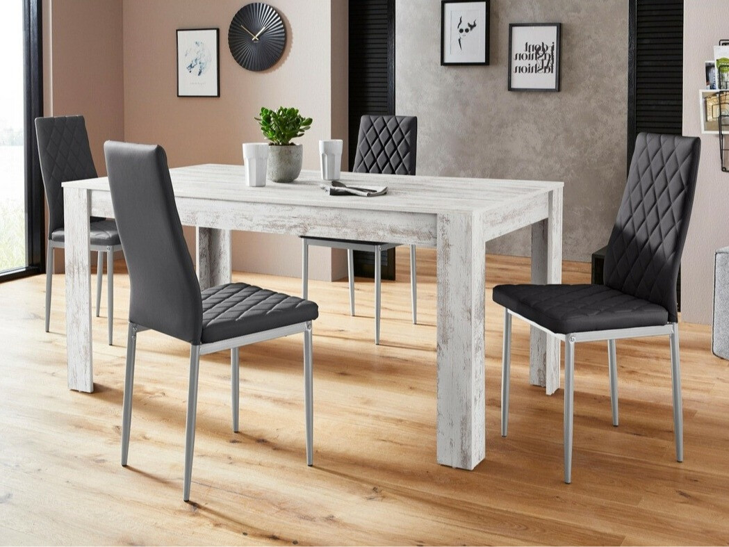 Söögitoakomplekt Denton 602 (Must + Hõbedane)