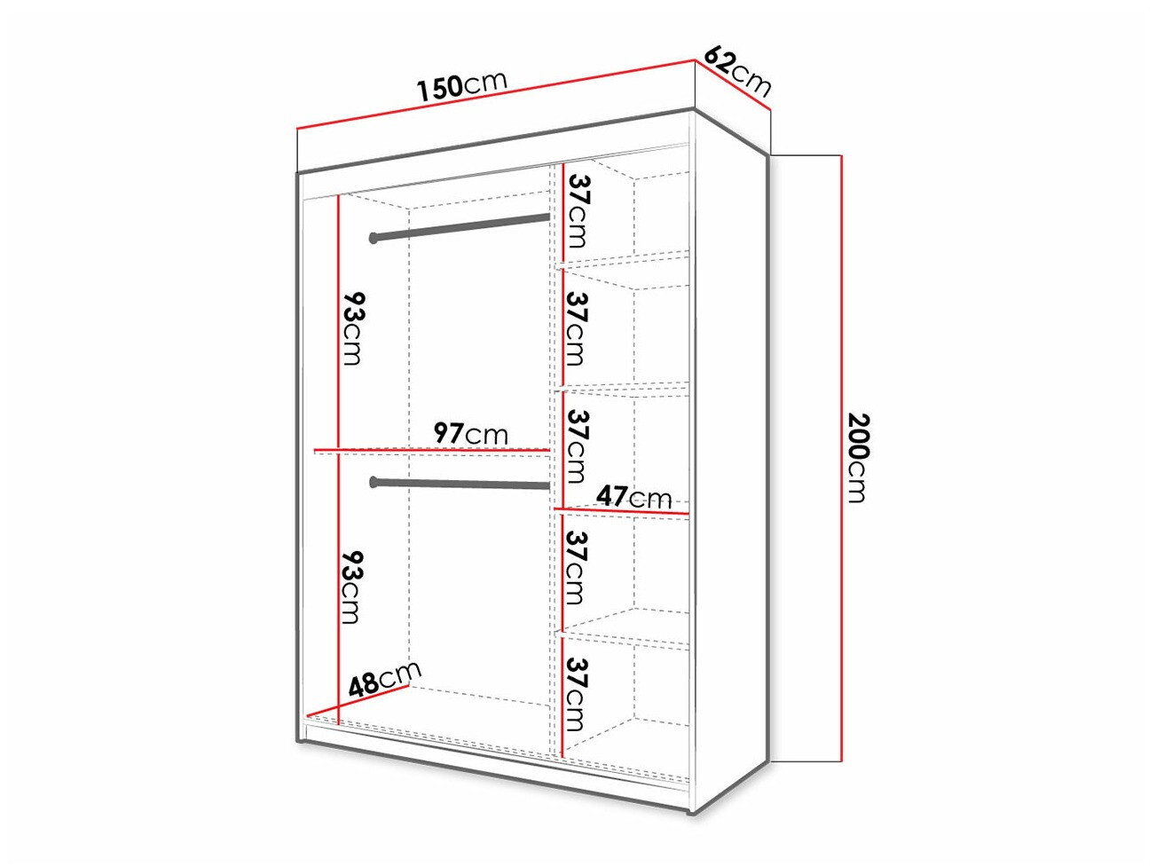 Riidekapp Hartford 399 (Must)