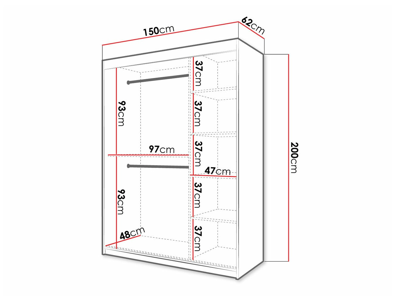 Riidekapp Hartford 402 (Must)