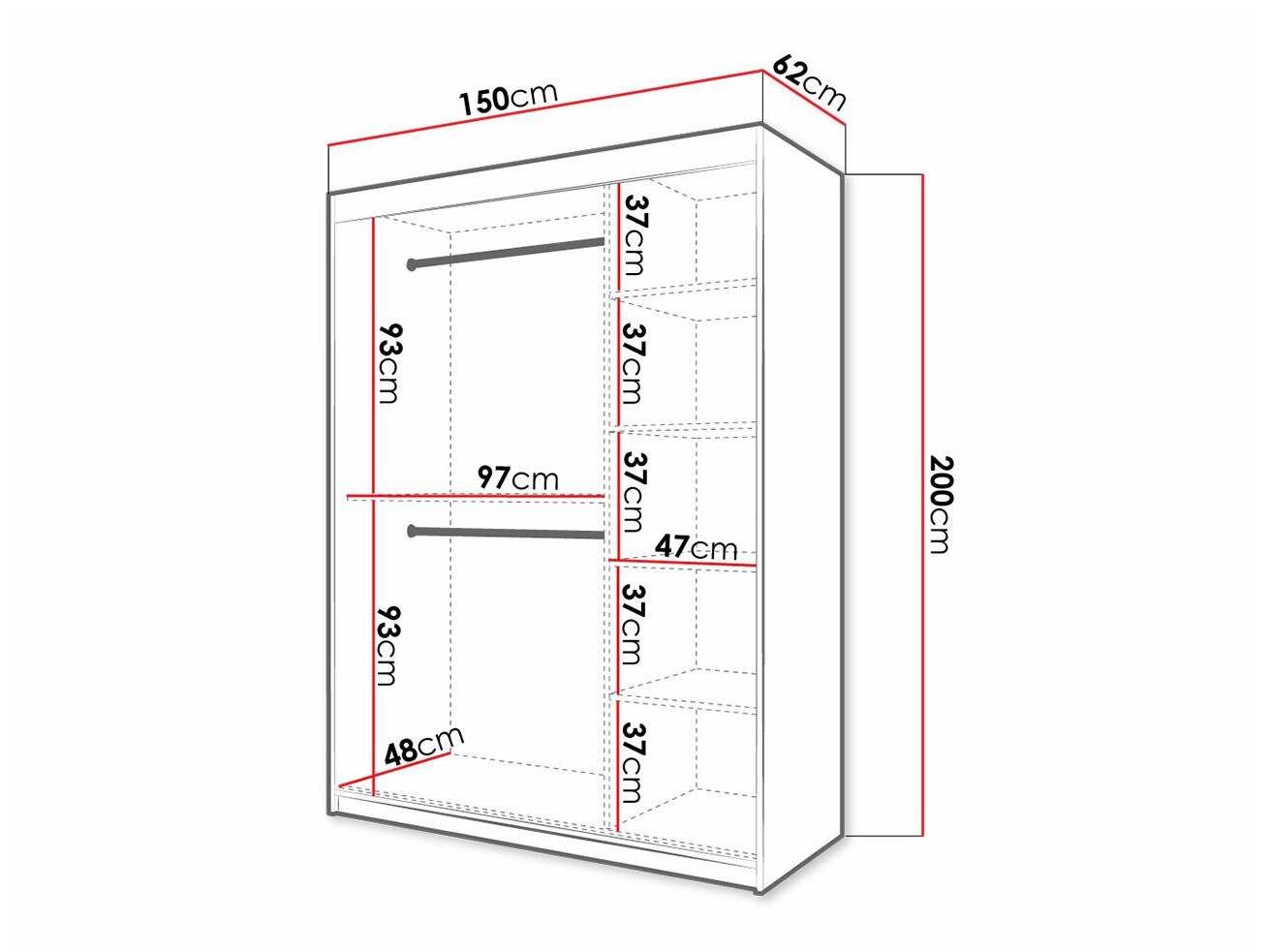 Riidekapp Hartford 402 (Valge)