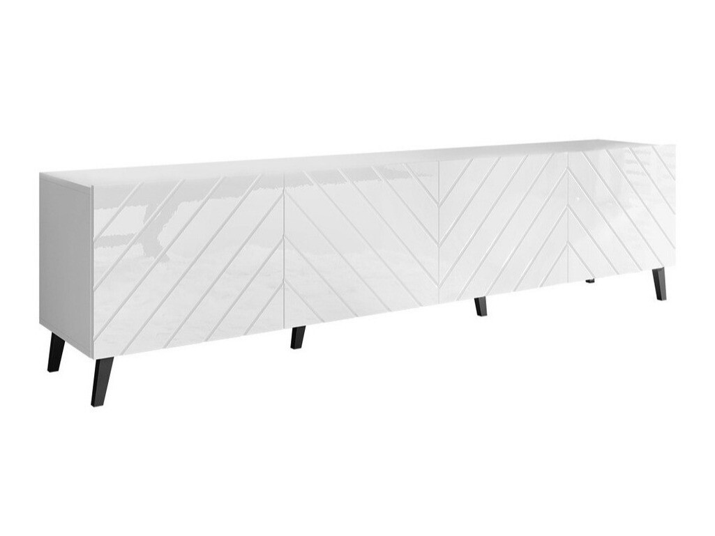 TV-alus Charlotte 145 (Valge + Läikiv valge)